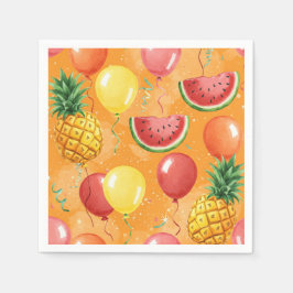 Natasha Usによるボール、スイカ、パイナップル スタンダードカクテルナプキン