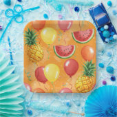 Natasha Usによるボール、スイカ、パイナップル ペーパープレート (パーティー)