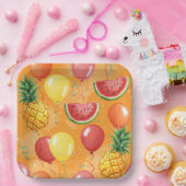 Natasha Usによるボール、スイカ、パイナップル ペーパープレート (パーティー)