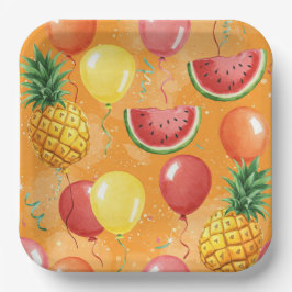 Natasha Usによるボール、スイカ、パイナップル ペーパープレート