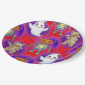 Natasha Usによるミイラ、幽霊、カボチャ ペーパープレート (アングル)