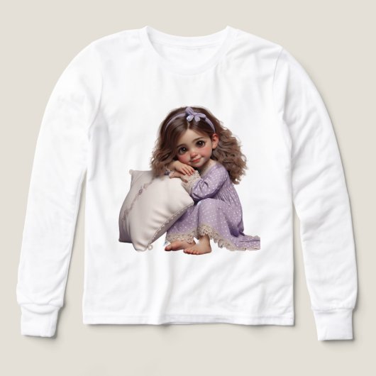 Natasha Usによるラベンダーナイトガウンの小さな女の子 (デザイン正面)