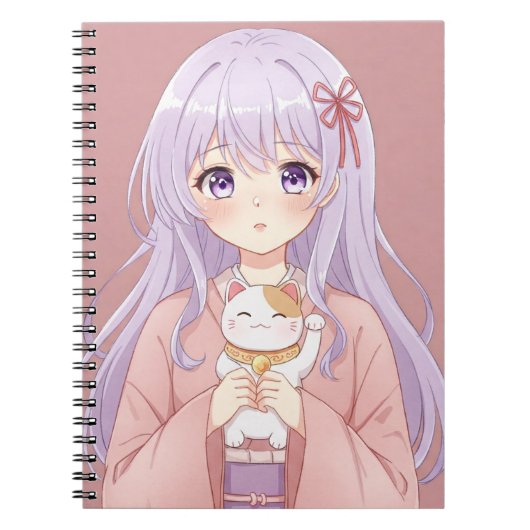 Natasha Usによる招き猫の少女 ノートブック (正面)
