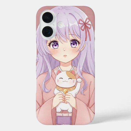 Natasha Usによる招き猫の少女 Case-Mate iPhoneケース (裏面)