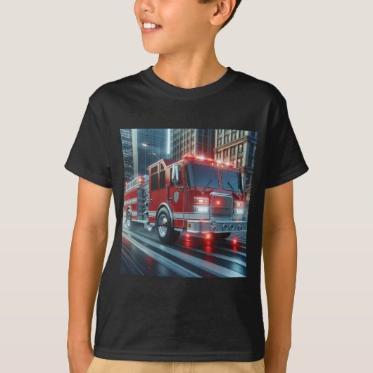 Natasha Usによる消防車 Tシャツ (正面)