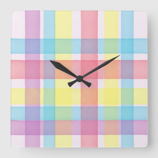Natasha Us市松模様にによるデリケートなパターン スクエア壁時計 (正面)