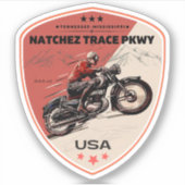 natchezトレース道路ミシシッピーTennesseeのmotorcycl シール (正面)