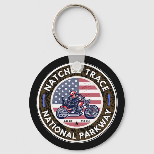 Natchezトレース道路ミシシッピ州テネシーのモーターサイクル キーホルダー (正面)