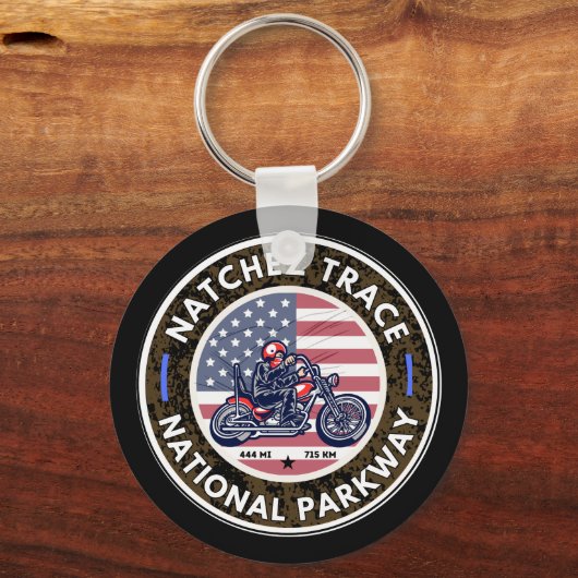 Natchezトレース道路ミシシッピ州テネシーのモーターサイクル キーホルダー (正面)