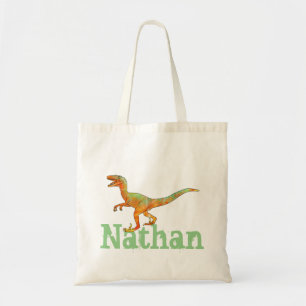 Nathanのおもしろいで恐いヴェロキラプトルの恐竜の芸術 トートバッグ