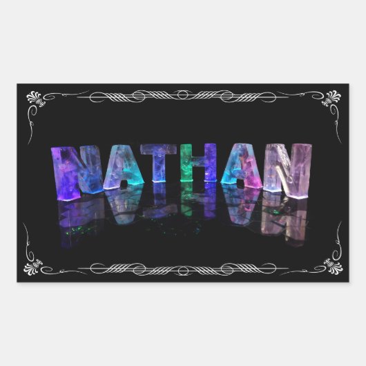 Nathan - 3D光源のNathanの名前(写真) 長方形シール (正面)