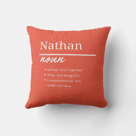 Nathan、Boy Personalized Name Definition クッション (裏面)