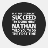 Nathan Gift Name D Birthday Funny Chris  ラウンドシール (正面)