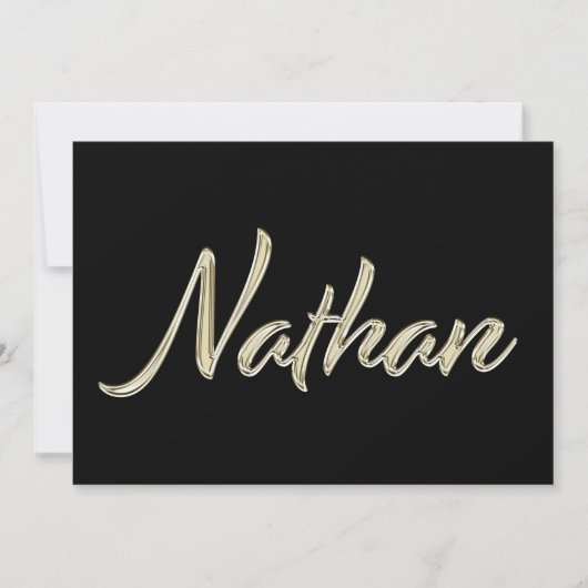 Nathan Name white gold Handwriting Karte カード (正面)