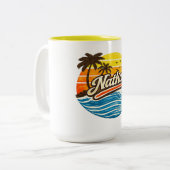 Nathan Retro Sunset Name Design ツートーンマグカップ (正面左)