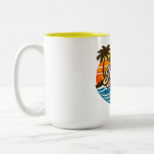 Nathan Retro Sunset Name Design ツートーンマグカップ (左)