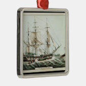 Nathanielの製革工によって刻まれるアメリカの捕鯨船 メタルオーナメント (右)