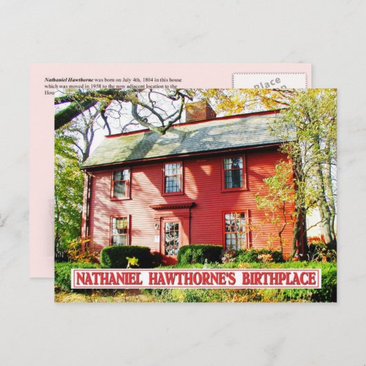 Nathaniel Hawthorneの出生地、サレム、MA ポストカード (正面/裏面)