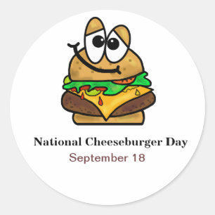 National おもしろい Cheeseburger Dayスタンプ/名前タグ ラウンドシール