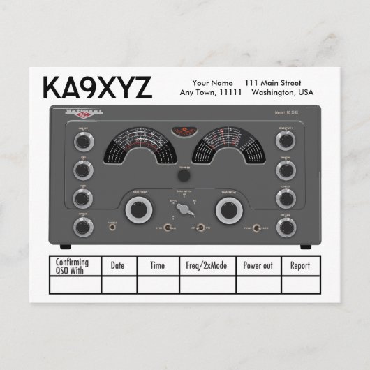 National クラシック NC-183D無線トランシーバQSL ポストカード (正面)