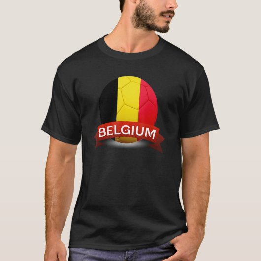 National Belgium Flag Belgian Football Fan Soccer  Tシャツ (正面)