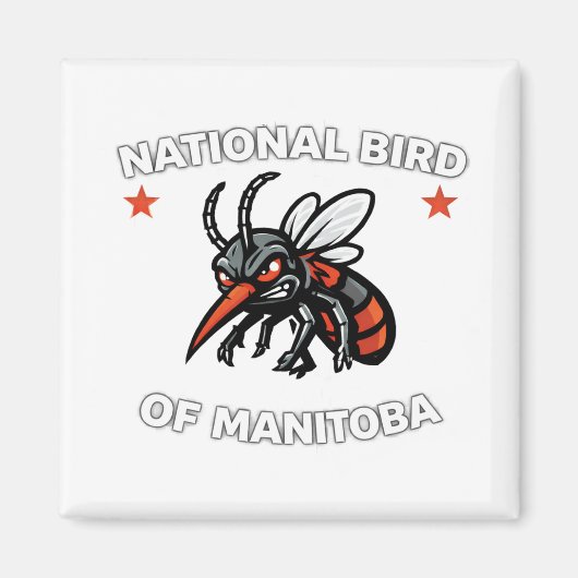 National Bird of Manitoba Funny Mosquito 2" Square マグネット (正面)