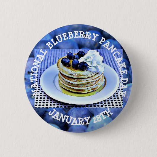 National Blueberry Pancake Day 1月28日ボタン 缶バッジ (正面)