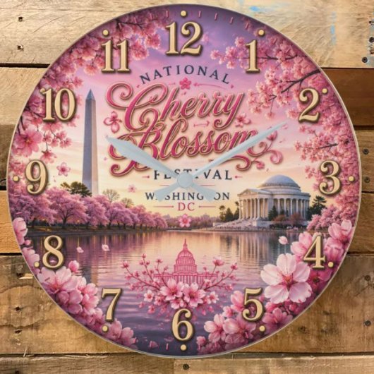 National Cherry Blossom Festival Washington DC ラージ壁時計