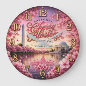 National Cherry Blossom Festival Washington DC ラージ壁時計 (正面)