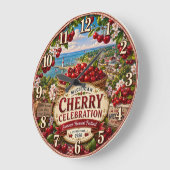 National Cherry Festival Michigan Cherry ラージ壁時計 (傾斜)
