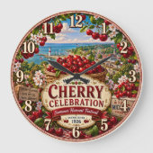 National Cherry Festival Michigan Cherry ラージ壁時計 (正面)