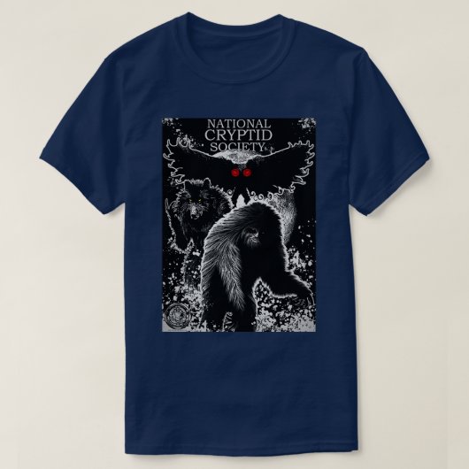 National Cryptid Society Bigfoot Dogman and Mothma Tシャツ (デザイン正面)