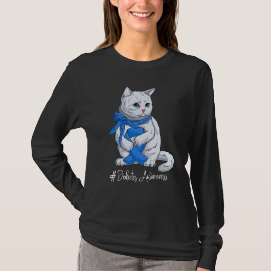 National Diabetes Awareness Month Blue Ribbon Cute Tシャツ (正面)