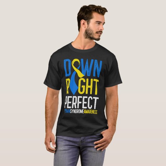 National Down Syndrome Awareness Down Right Perfec Tシャツ (正面フル)