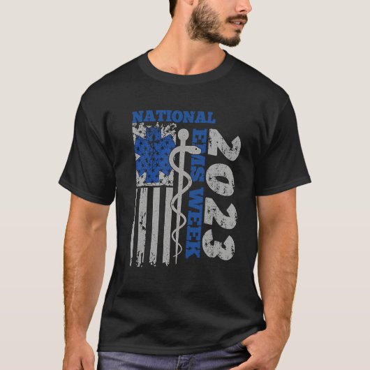 National EMS Week 2023 USA Flag Emergency Medical Tシャツ (正面)