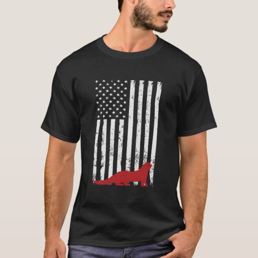 National Ferret Day 4Th July Usa Flag Ferret Tシャツ (正面)