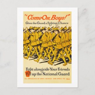 National Guard Come On Boys WWI Propaganda ポストカード
