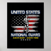 National Guard Veteran Always Ready American Flag  ポスター (正面)