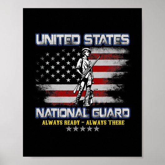 National Guard Veteran Always Ready American Flag  ポスター (正面)