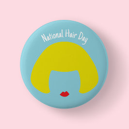 National Hair Day - ブロンドのボブバッジ/ 缶バッジ