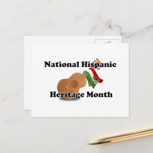 National Hispanic Heritage Month - ギター ポストカード (正面/裏面インサイチュ)