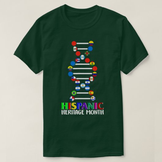 National Hispanic Heritage Month DNA Latino Nation Tシャツ (デザイン正面)