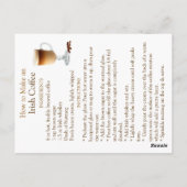 National Irish Coffee Recipe ポストカード (裏面)