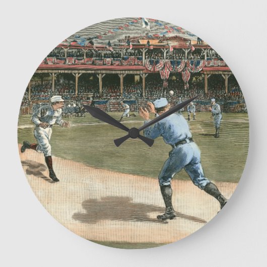 National League Baseball Game 1886 ラージ壁時計 (正面)