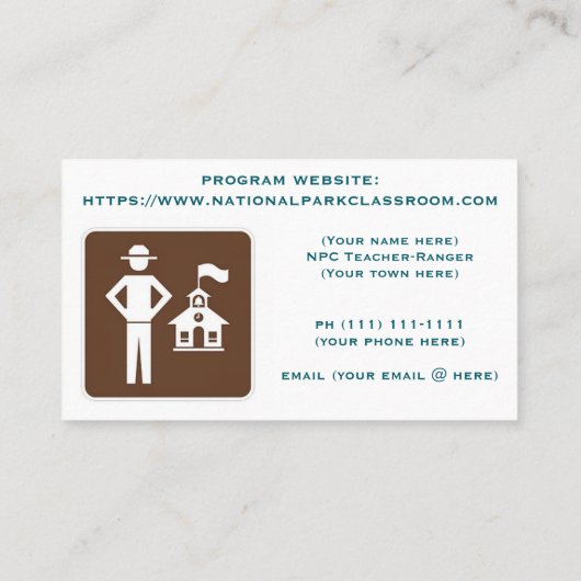 National Park Classroom Business Card 名刺 (裏面)