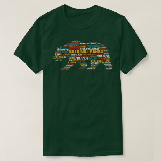 National Parks USAリスト・ワードCloud Bear Camping H Tシャツ (デザイン正面)