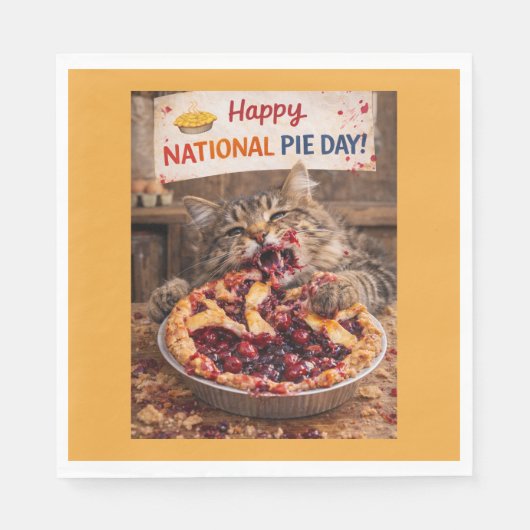 National Pie Day Cat Napkins スタンダードランチョンナプキン (正面)