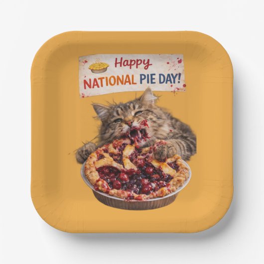 National Pie Day Cat Plates ペーパープレート (正面)
