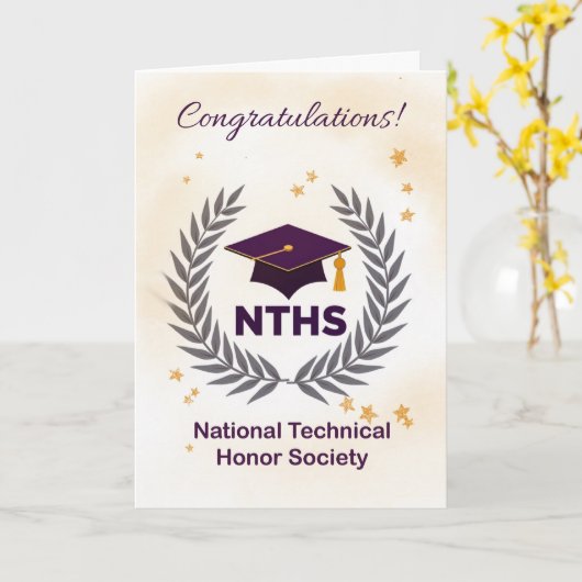 National Technical Honor Society Congratulations カード (黄色い花)