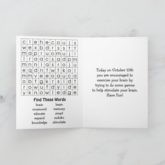 National Train Your Brain Day _ October 13th カード (内部)